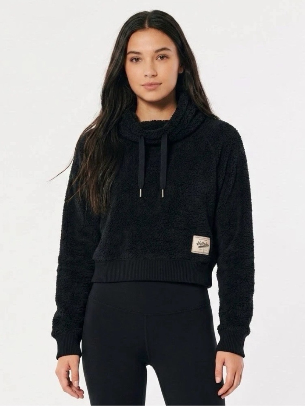 Y2K Hollister Fuzzy Sherpa Cropped Sweater With Turtle Neck